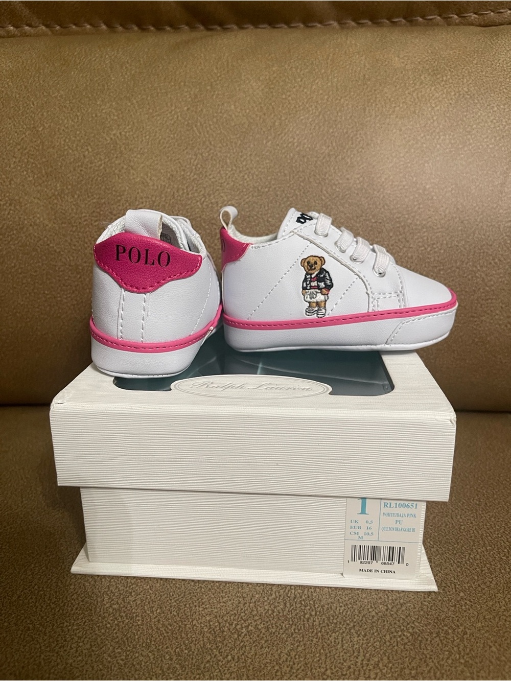 Ralph Lauren White shoes with Pink Trim